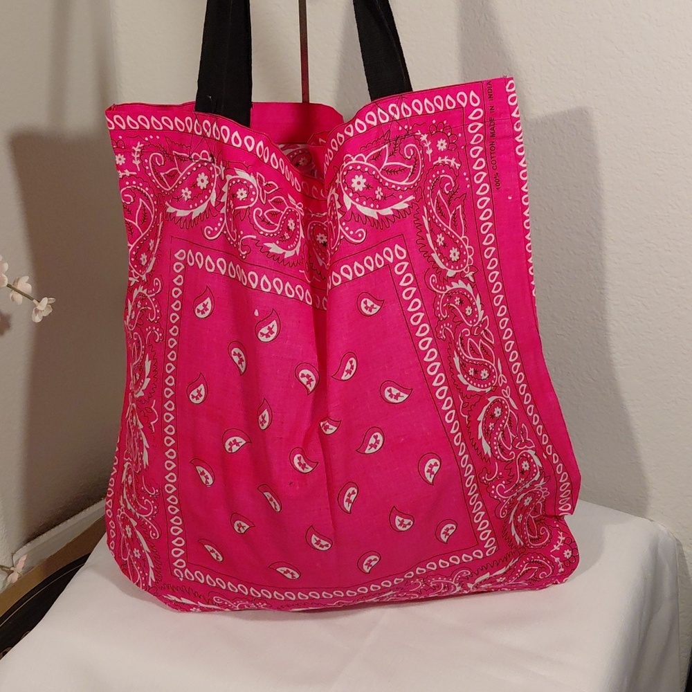 Hot Pink Bandana Paisley Tote Bag